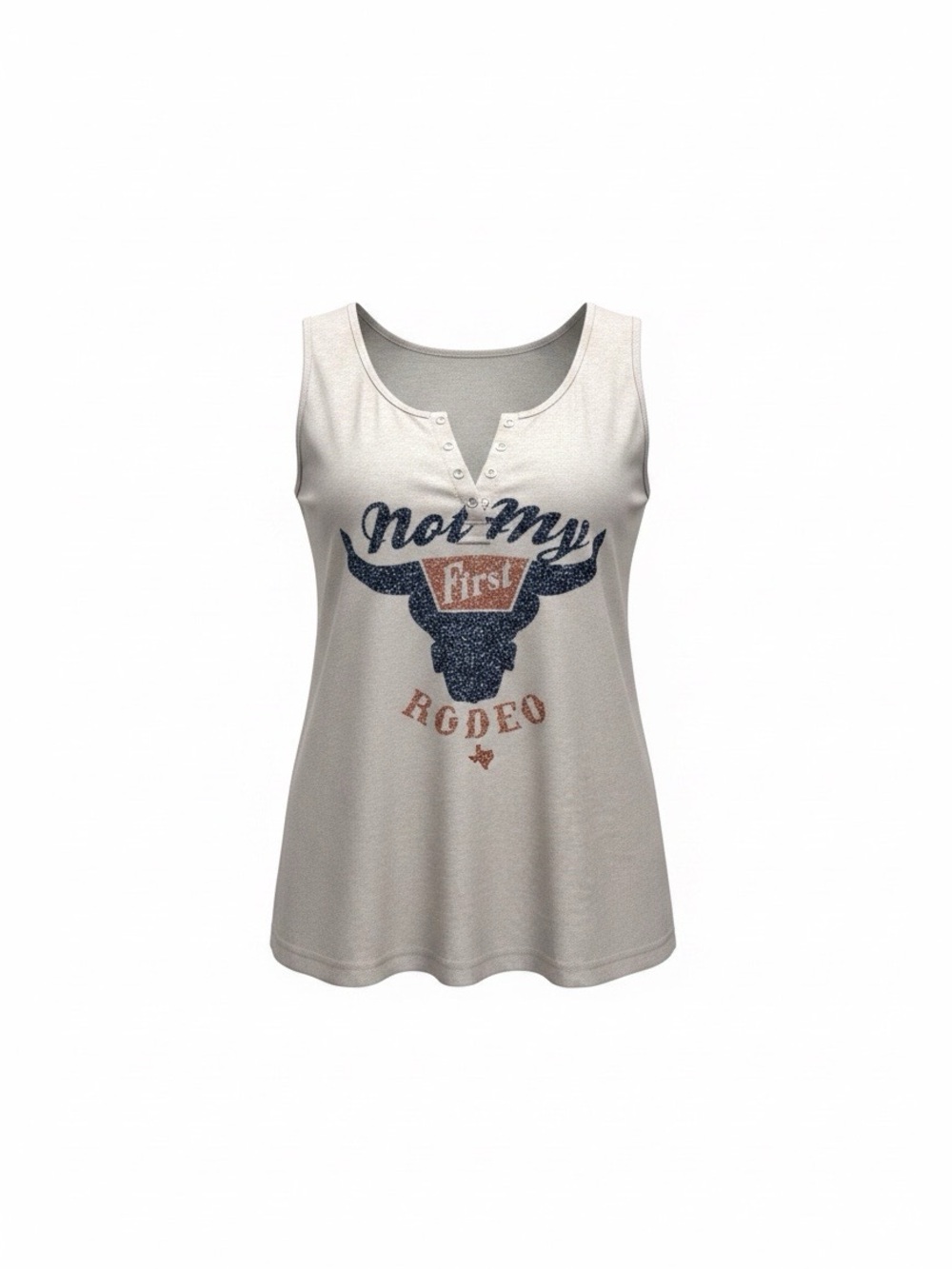 Women’s Cream Graphic Henley Shirt - 'Not My First Rodeo'